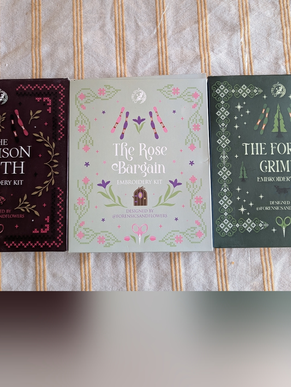 Fairy Loot, The Rose Bargain, Crimson Moth, And Th Forest Grimm Embroidery Kit